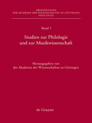 cover image of Studien zur Philologie und zur Musikwissenschaft